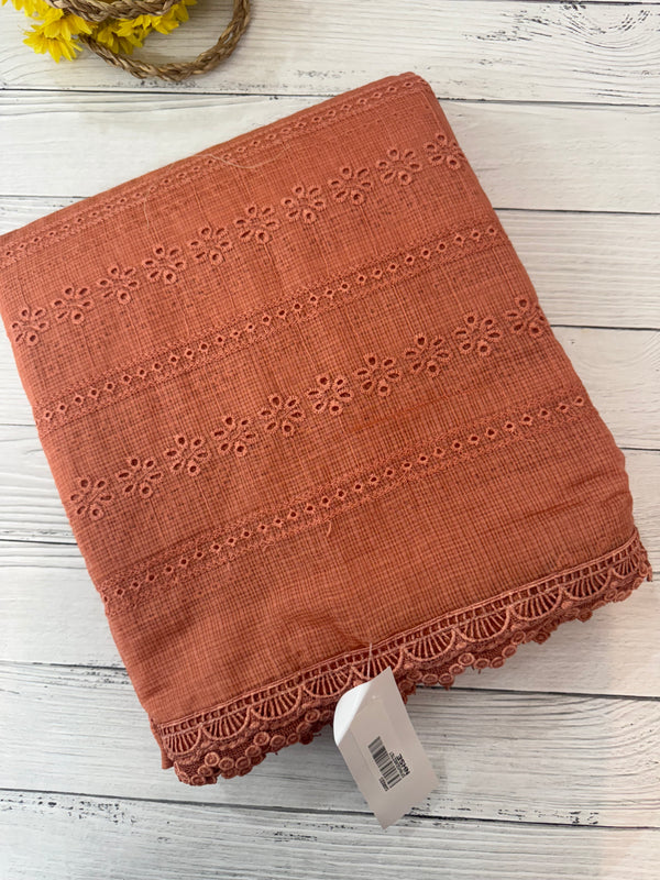 NetKota Hakoba saree with lace border MS6713- RustOrange