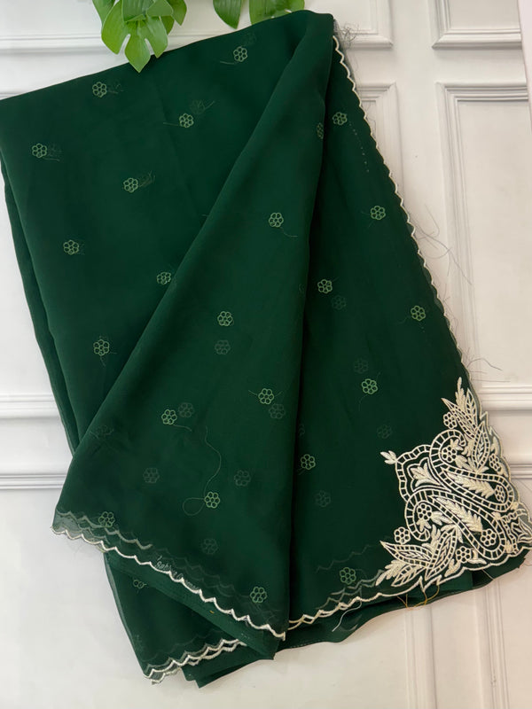 Georgette saree with scalloped border FCAD146
