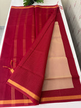 Mangalagiri Silk Cotton Saree with zari checks MS90321 Maroon