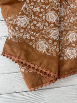 Art silk saree with white thread embroidery SVTS29 - DuskyOrange
