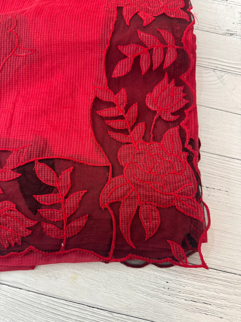 Kota saree with applique work MS6677 - Red to Black