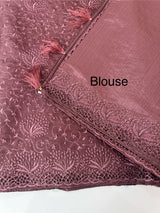 Cutwork satin mix Blended tussar saree with thread work MTS9078 - FadedWine