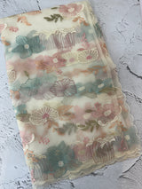 Organza saree with embroidery - MOS390 Offwhite