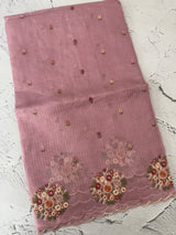 Kota checks saree with embroidery MS7645 PastelOnion