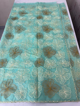 Semi organza saree with thread work - MSH910 CyanBlue