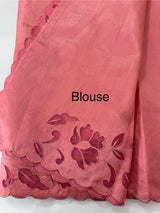 Semi silk saree with applique borders MSH231 PeachPink