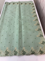Satin finish kosa tussar saree with cutwork - MSH205 DustyAquaGreen