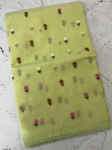 Kota checks saree with embroidery MS7679 - Green