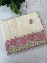 Mul chanderi embriodery saree with scalloped borders MSH176