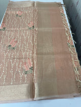 Tissue Silk embriodery saree MS49892 PastelPeach