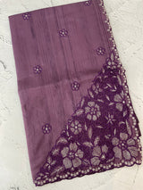 Cutwork Semi tussar saree MTSS680 Purple