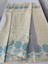 Blended soft tussar saree with embriodery - MS8669 PearlCream