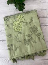 Blended Satin finish Tussar silk saree with applique work- MS8177