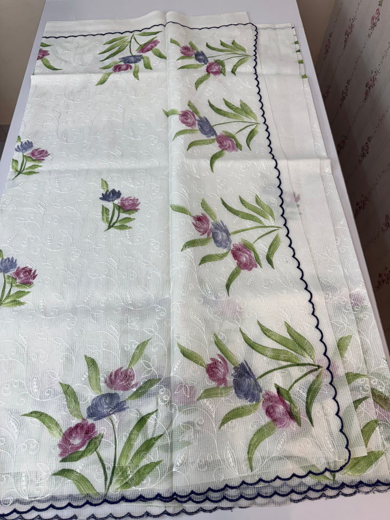 NetkKota saree with handpainting and embroidery MS7833