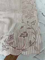 Striped Mul chanderi saree with applique borders MSH987 - Pale Mauve