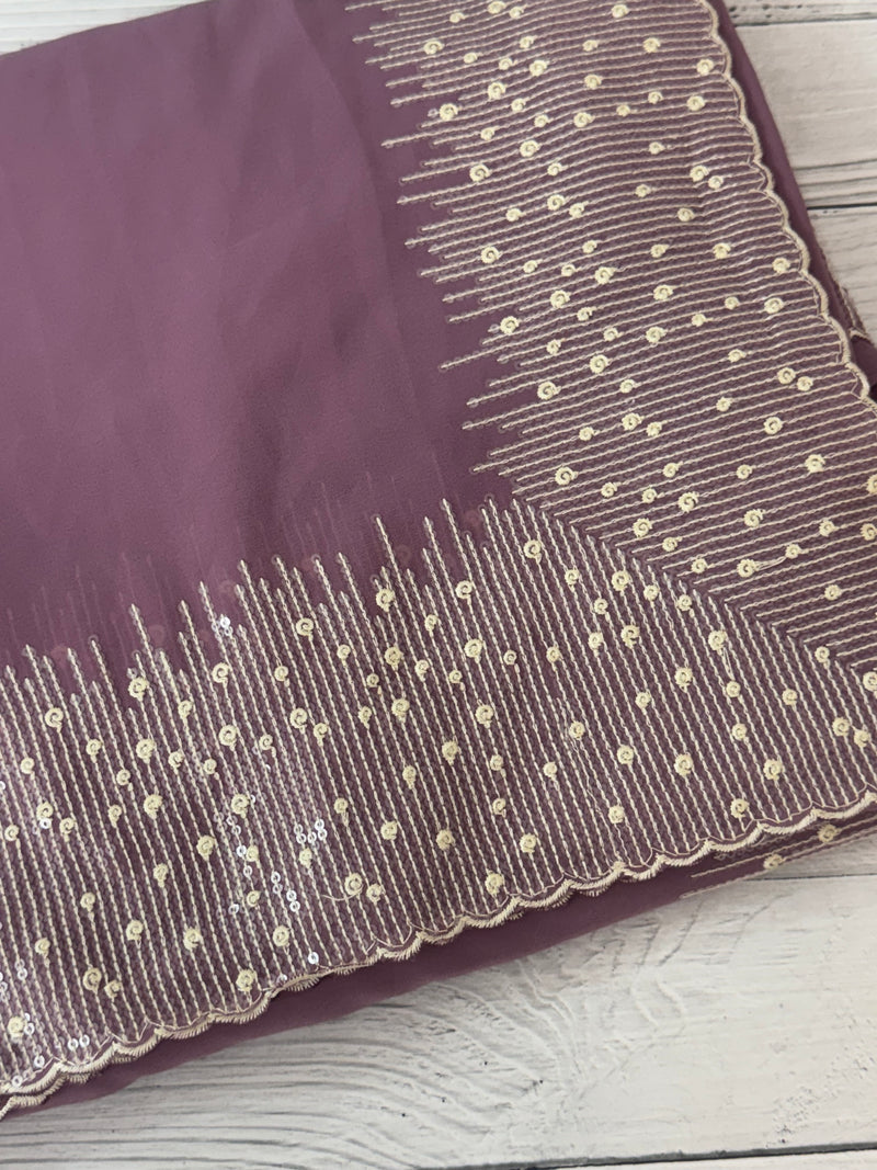 Designer georgette sarees with blouse MGS5321- DuskyWine