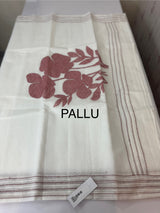 Kota Chanderi saree with kanta embriodery borders and  applique work on pallu MCBS699- White to DuskyPeach