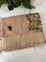 Soft Tissue linen Silk embriodery saree MS49876