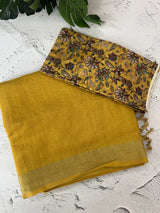 Shimmer semi linen saree with printed blouse MLS7190(2)