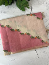 Soft Jute tissue saree with embroidery MJT671