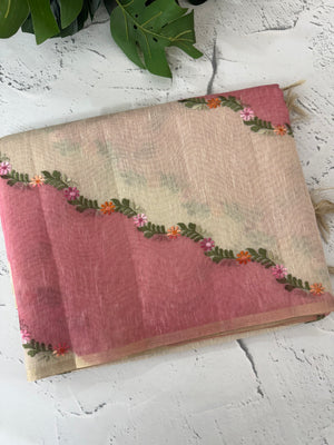Soft Jute tissue saree with embroidery MJT671