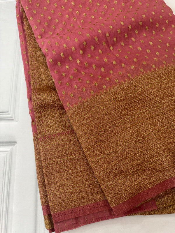 Semi banarasi Khaddi Georgette saree - MS1498 DuskyPeach