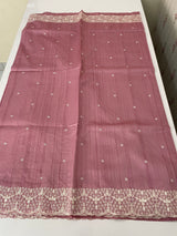 Semi tussar saree with embroidery MST122 DustyOnion