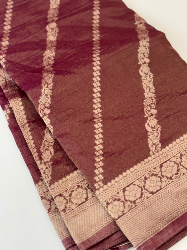 Banarasi crush georgette saree- MS1341 DuskyWine