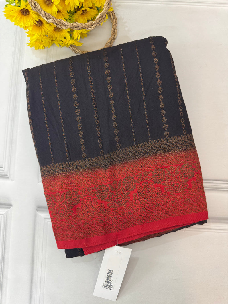 Chinnon Georgette saree with contrast pallu and blouse MS12166