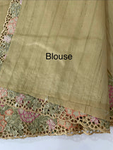 Blended tussar saree with cutwork border- MSHK695