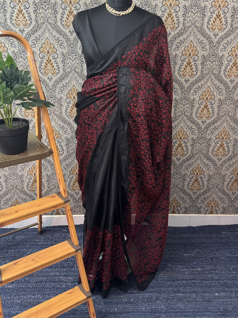 Soft kota checks saree with embroidery MS7843