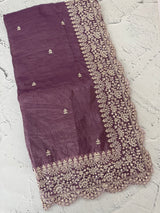 Soft crush Organza saree with embroidery and pearl work MS14790