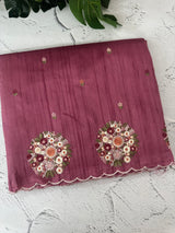 Blended tussar silk saree with embroidery- MS1072 BerryPink