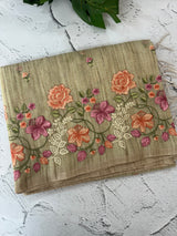 Soft Tissue kota embroidery saree MSK4660 DustyGreen