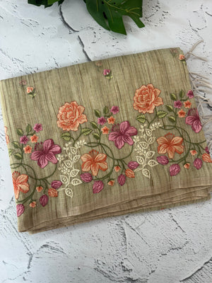 Soft Tissue kota embroidery saree MSK4660 DustyGreen