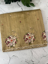Blended tussar silk saree with embroidery- MS1072 Chiku