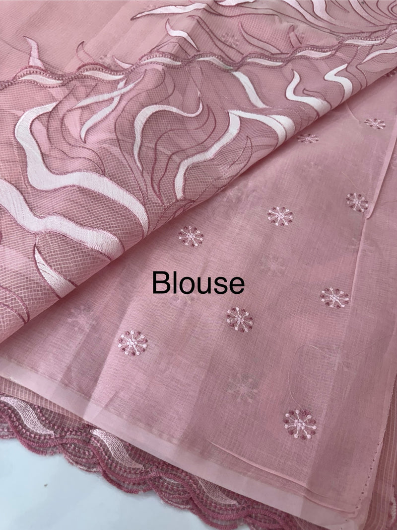 Kota silk embroidery saree  MSH125- Pink