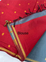 Maheshwari silk cotton saree with zari weaving MMJ764 DarkGrey to Red(4)