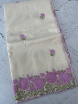 Mul chanderi embriodery saree with scalloped borders MSH176