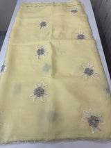 Soft crush Organza saree with applique work MBS679- ButterYellow