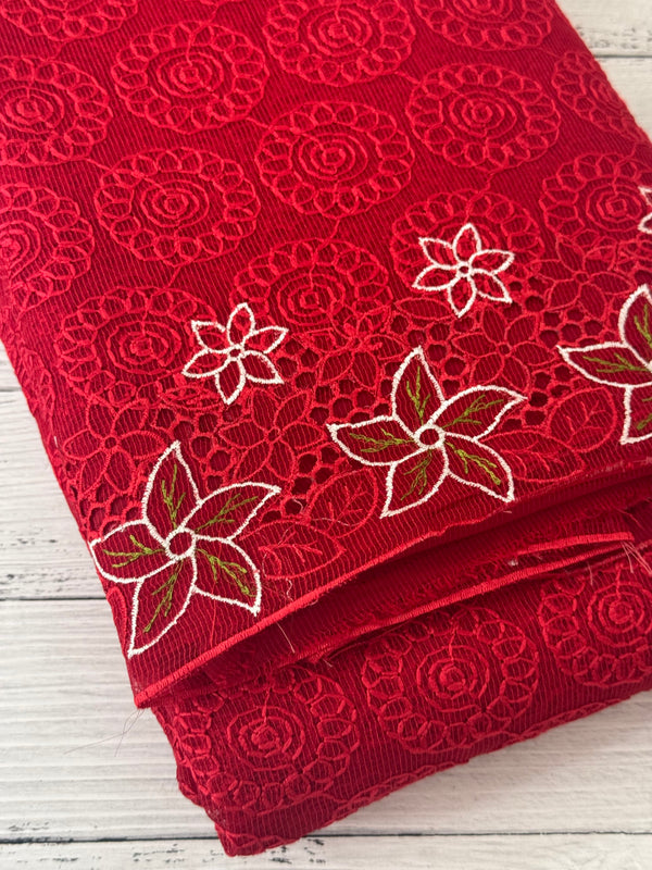 Phulkari Kota embroidery saree with cutwork- MCBV67 RED