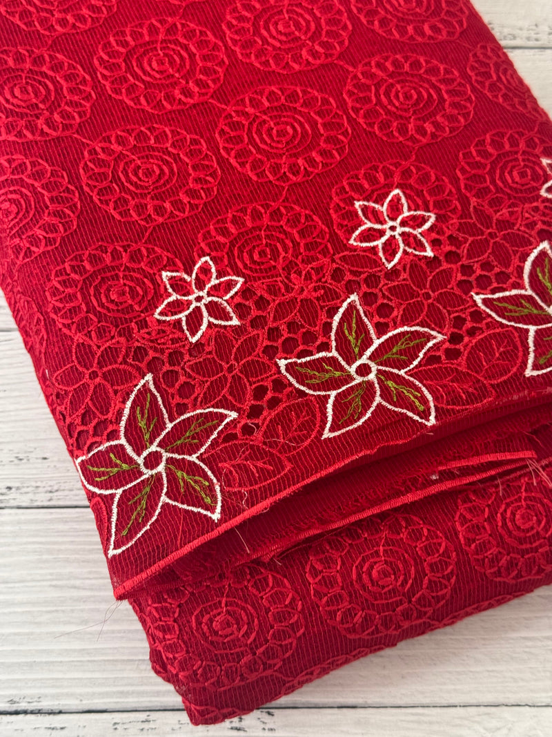 Phulkari Kota embroidery saree with cutwork- MCBV67 RED