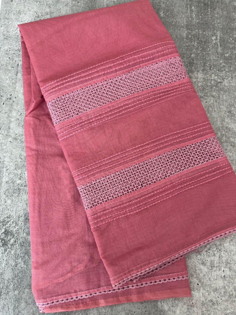 Supernet saree with crochet work and lace border MCJ5433 DarkPeach