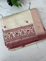 Blended tussar silk saree with embroidery- MSH490