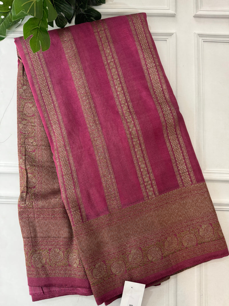 Semi banarasi Khaddi Georgette saree - SYANRTC ROUGE PINK