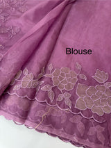 Soft organza saree with applique work - MCW543 DuskyPurple