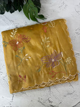 Crush Organza saree with embroidery work MBS699 Mustard