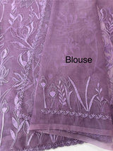 Soft organza saree with applique and thread work - MSH956 Purple