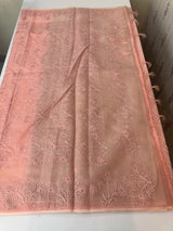 Semi organza saree with lace embroidery MSH117- PastelPeach