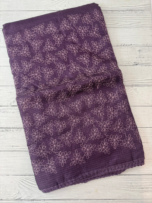 Soft kota checks saree with embroidery SDJCS21